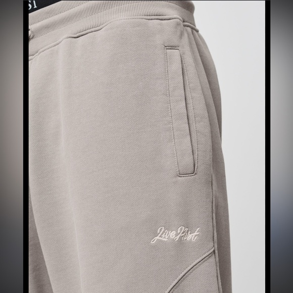 Live fast die young washed taupe wide leg basic joggers - Picture 4 of 5